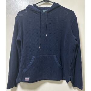 Ralph Lauren Women's Navy Blue Waffle Knit Mesh Hoodie - Size Large